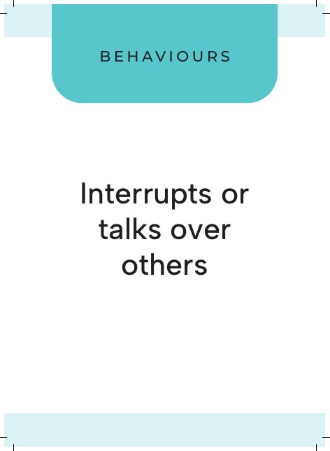Behaviours card: Avoids responsibility or shifts blame